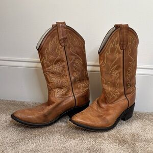 Old West Brown Authentic Leather Cowboy Boots
